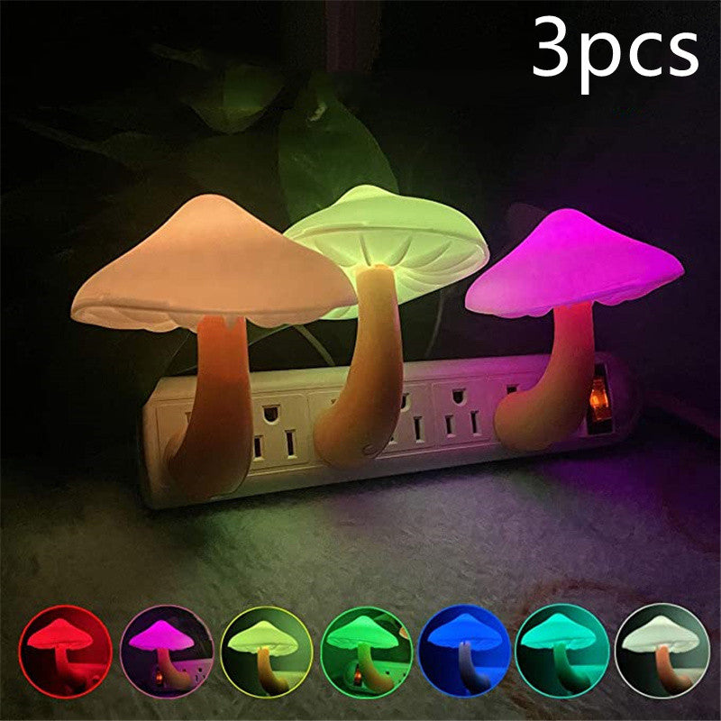 LED Night Light Mushroom Wall Socket Lamp