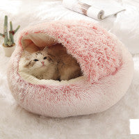 2 In 1 Dog And Cat Bed Pet Winter Bed Round