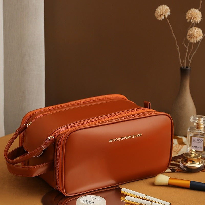 Three-layer Double Zipper U-shaped Design Cosmetic Bag MeleMarket