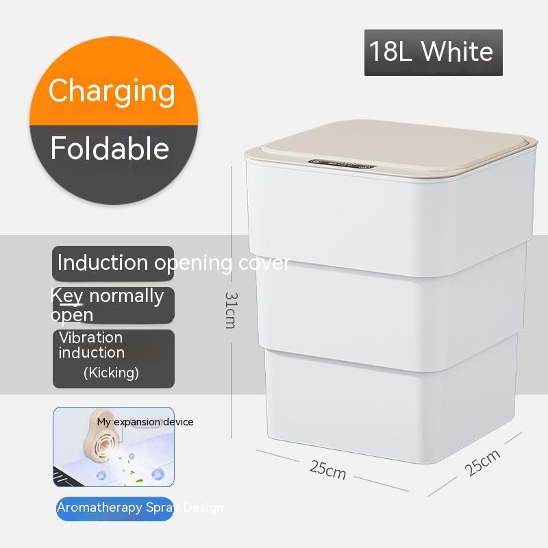 Smart Trash Can With Lid For Bedroom And Living Room Kitchen Storage Box Trash Can Induction Small Car Box Automatic Smart Dustbin Smart Trash Bin MeleMarket