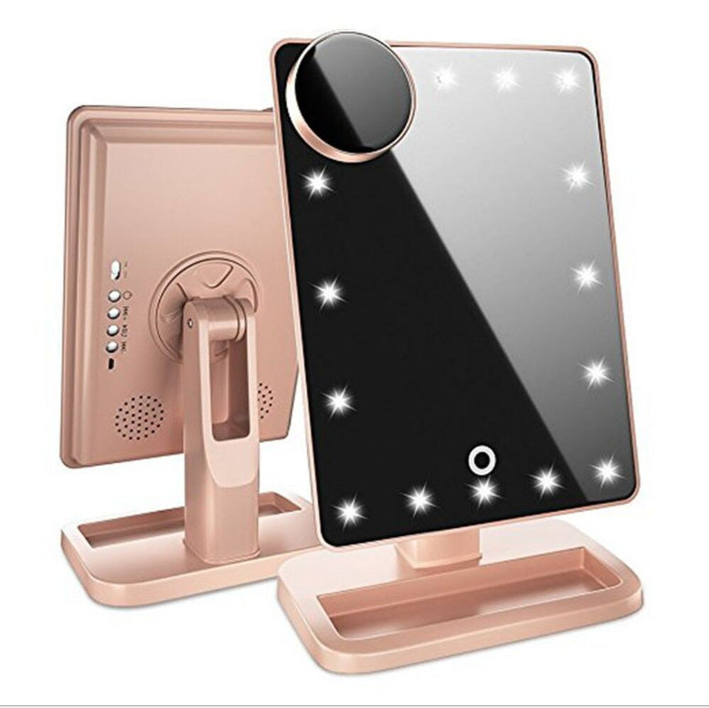 Touch Screen Makeup Mirror With 20 LED Light Bluetooth Music Speaker 10X Magnifying Mirrors Lights - MeleMarket