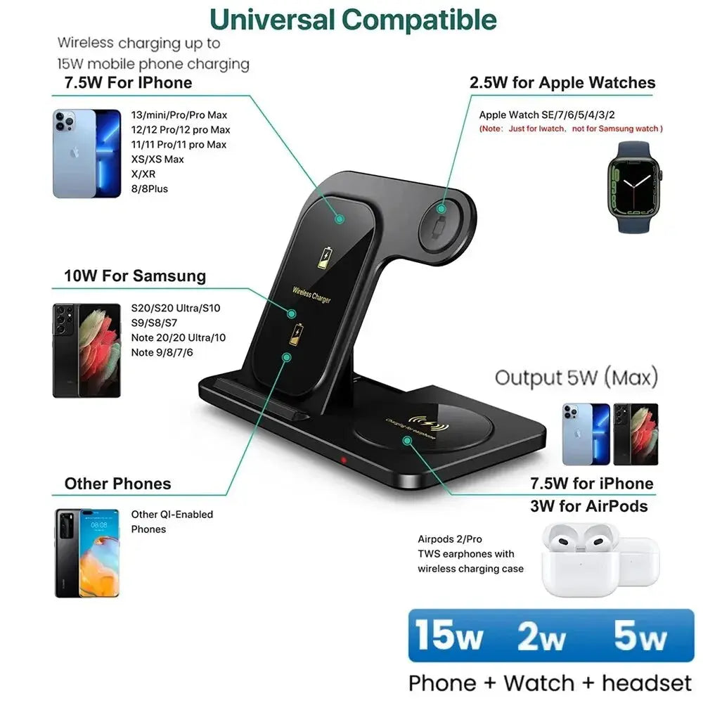 3 In 1 Wireless Charger Stand Pad My Shop