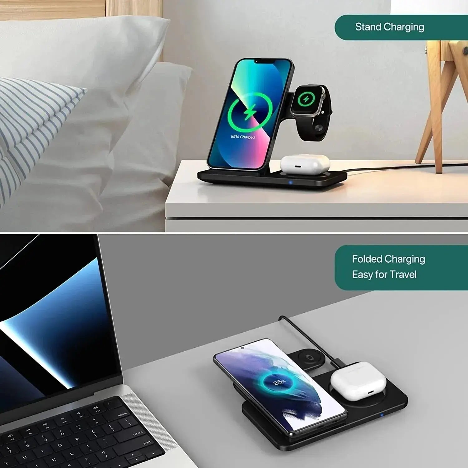 3 In 1 Wireless Charger Stand Pad My Shop