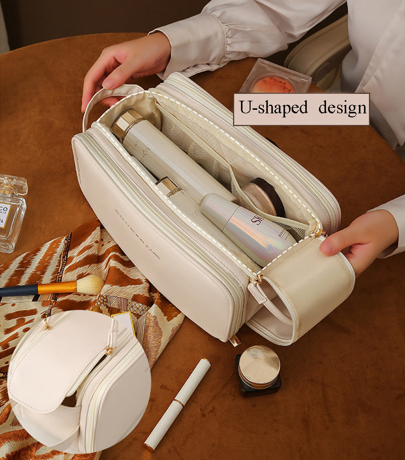 Three-layer Double Zipper U-shaped Design Cosmetic Bag MeleMarket