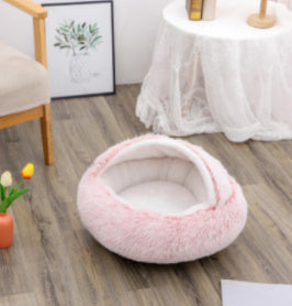 2 In 1 Dog And Cat Bed Pet Winter Bed Round